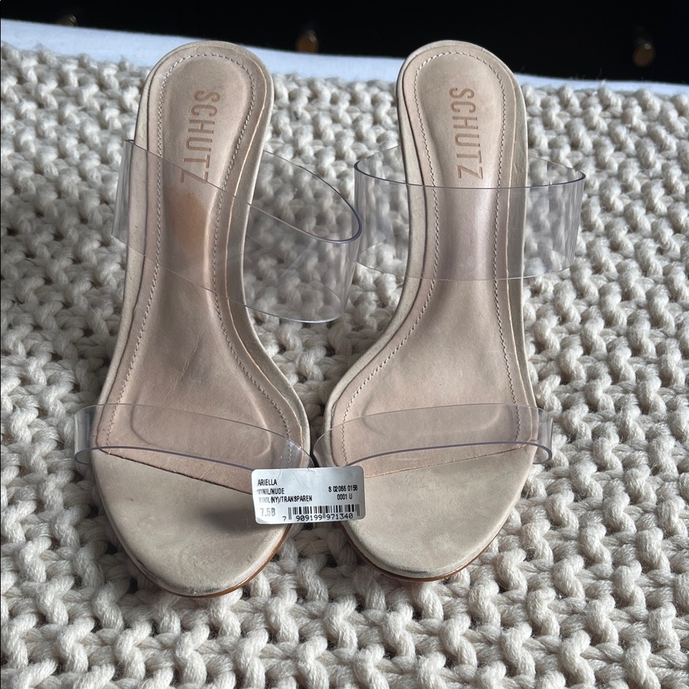 Schutz Women's Nude Clear Strap Heels